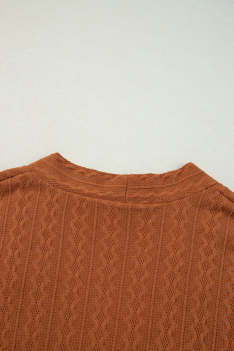 Load image into Gallery viewer, DLLS42 -Chestnut Textured Knit Side Pockets Open Front Cardigan
