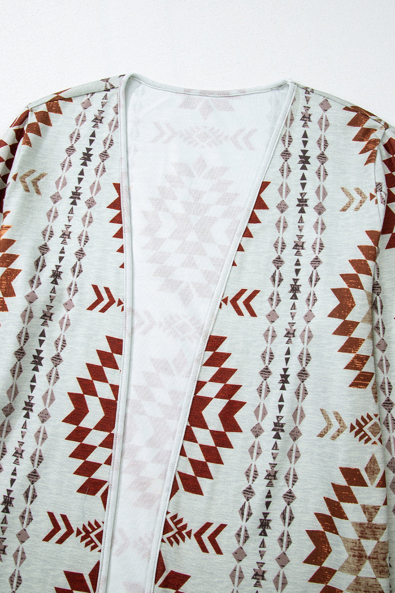 Load image into Gallery viewer, DLLS65 - Brown Western Aztec Printed Open Front Long Cardigan
