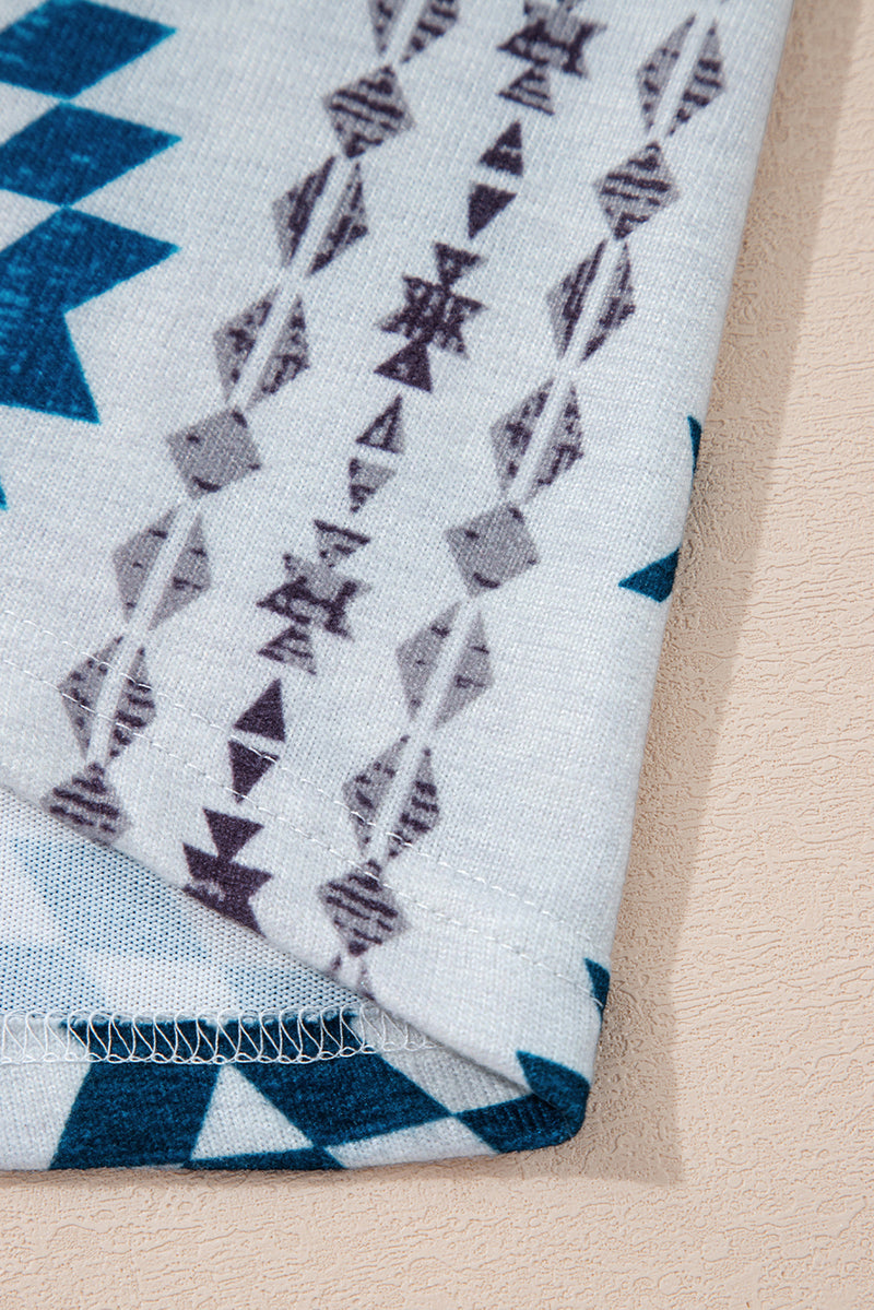 Load image into Gallery viewer, DLLS64 - Sky Blue Western Aztec Printed Open Front Long Cardigan
