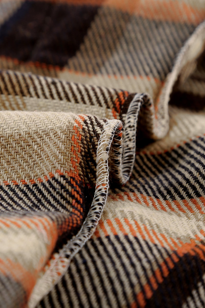 Load image into Gallery viewer, DLLS57 - Orange Geometric Plaid Print Pocketed Shacket
