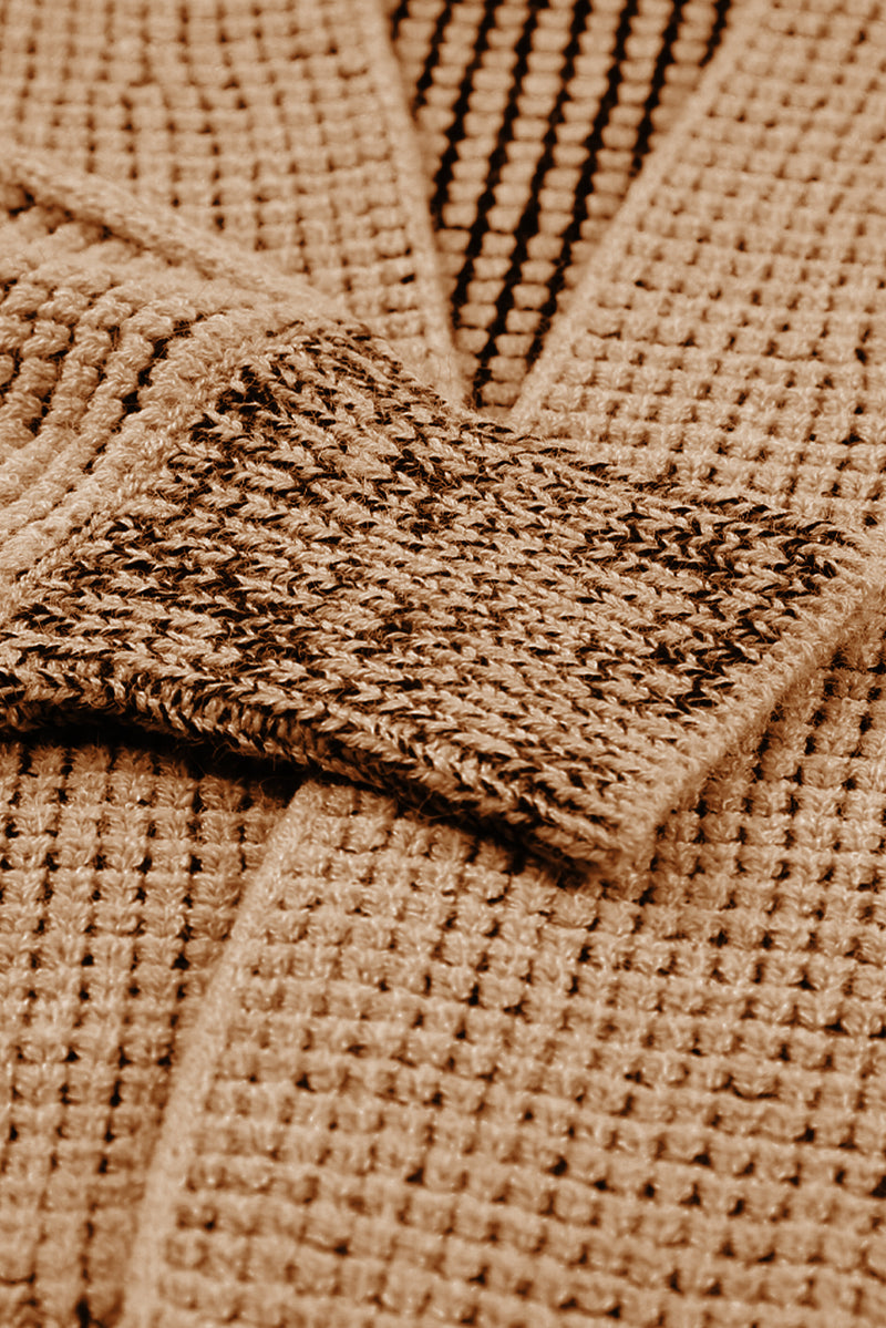 Load image into Gallery viewer, DLLS37 -Brown Chunky Waffle Knit Oversized Collar Cardigan
