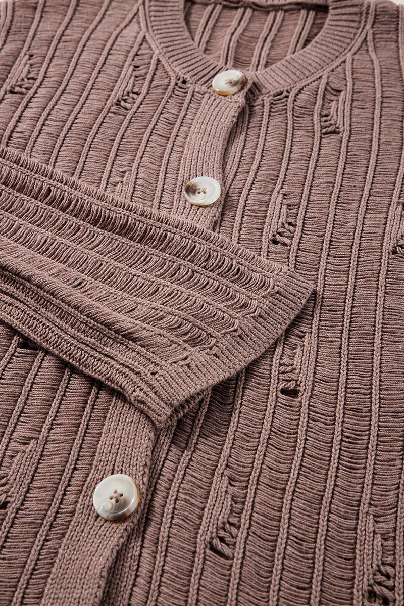 Load image into Gallery viewer, DLLS43 -Goat Cut Out Textured Knit Buttoned Cardigan
