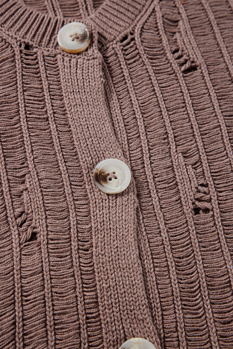 Load image into Gallery viewer, DLLS43 -Goat Cut Out Textured Knit Buttoned Cardigan
