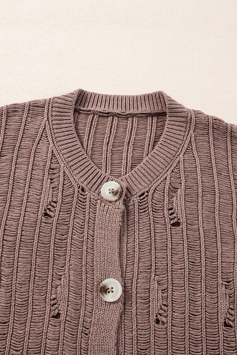 Load image into Gallery viewer, DLLS43 -Goat Cut Out Textured Knit Buttoned Cardigan
