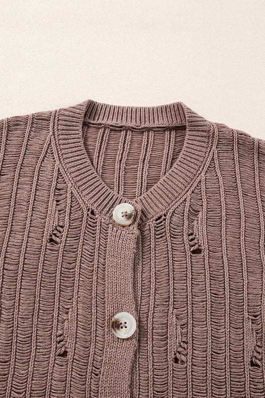 DLLS43 -Goat Cut Out Textured Knit Buttoned Cardigan