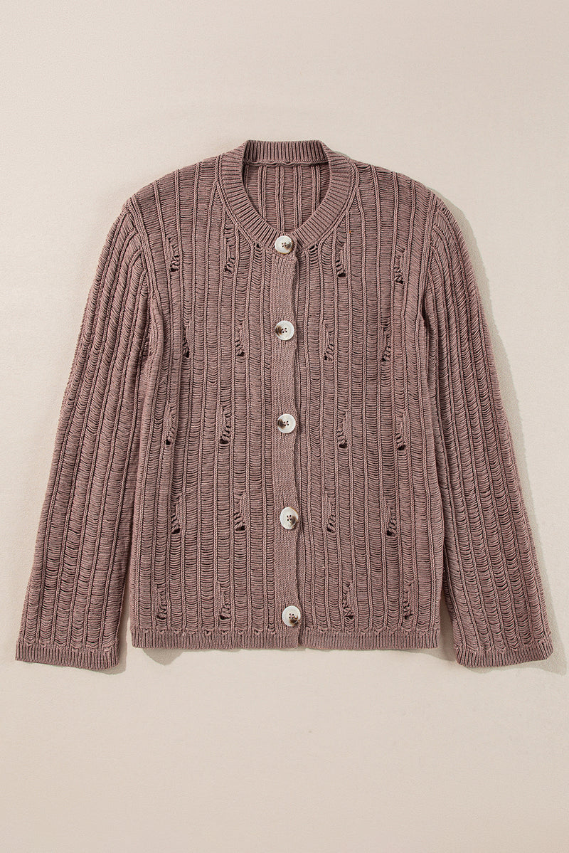 Load image into Gallery viewer, DLLS43 -Goat Cut Out Textured Knit Buttoned Cardigan
