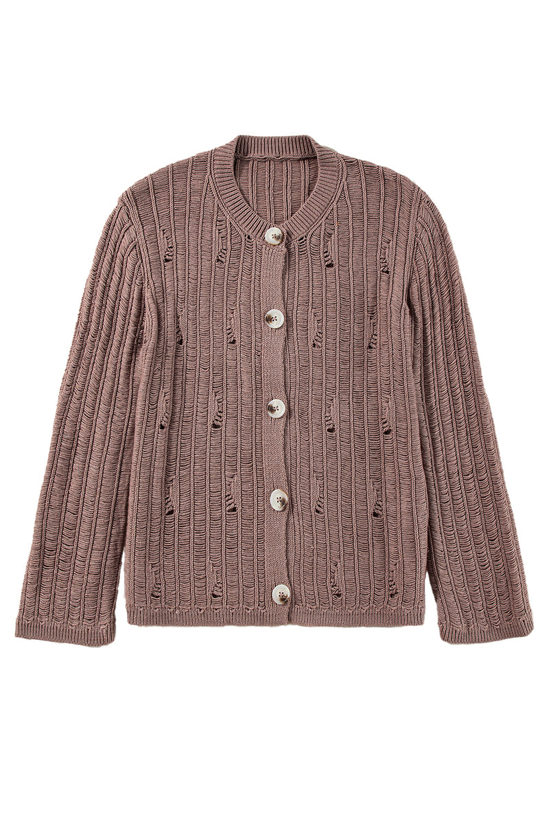 Load image into Gallery viewer, DLLS43 -Goat Cut Out Textured Knit Buttoned Cardigan
