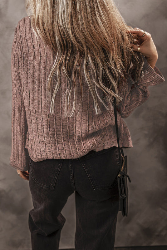 DLLS43 -Goat Cut Out Textured Knit Buttoned Cardigan