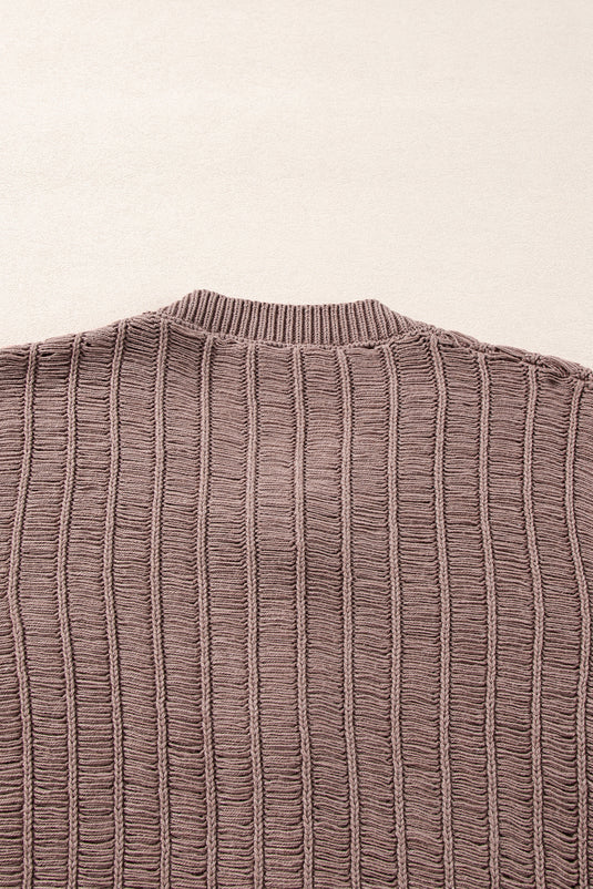 DLLS43 -Goat Cut Out Textured Knit Buttoned Cardigan