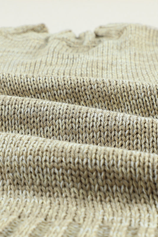 DLLS35 - Gray V Neck Drop Shoulder Knitted Sweater