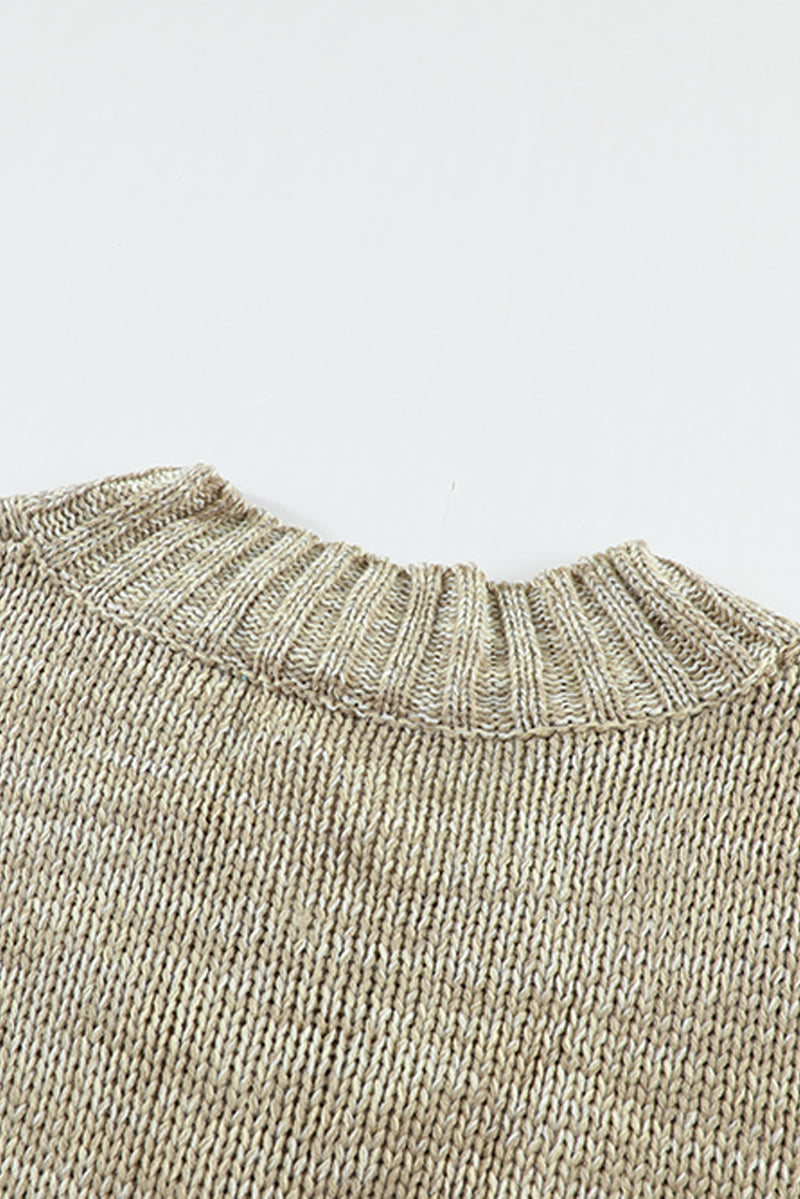 Load image into Gallery viewer, DLLS35 - Gray V Neck Drop Shoulder Knitted Sweater
