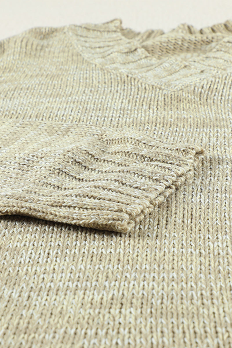 Load image into Gallery viewer, DLLS35 - Gray V Neck Drop Shoulder Knitted Sweater
