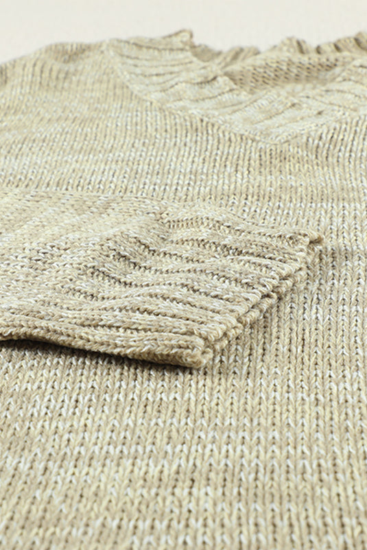 DLLS35 - Gray V Neck Drop Shoulder Knitted Sweater