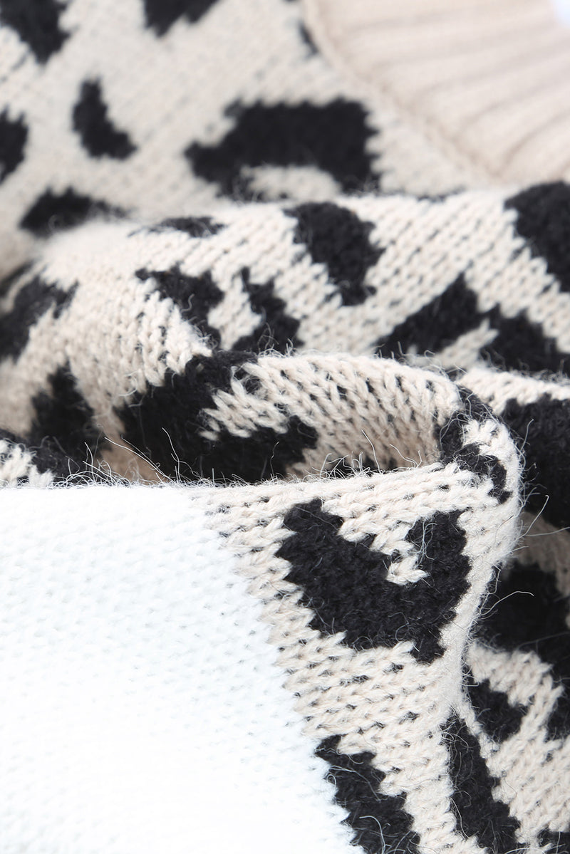 Load image into Gallery viewer, DLLS95 - Khaki Leopard Color Block Long Sleeve Sweater
