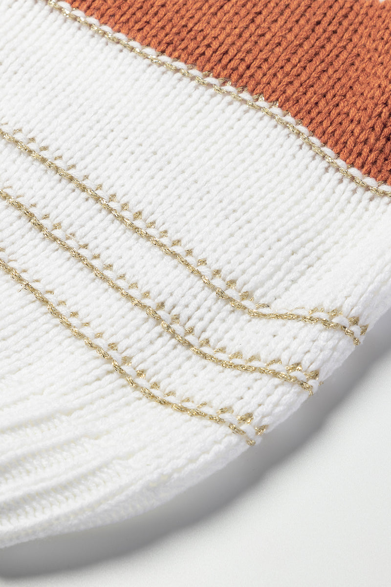 Load image into Gallery viewer, DLLS38 -White Striped Knit Puff Sleeve Casual Sweater
