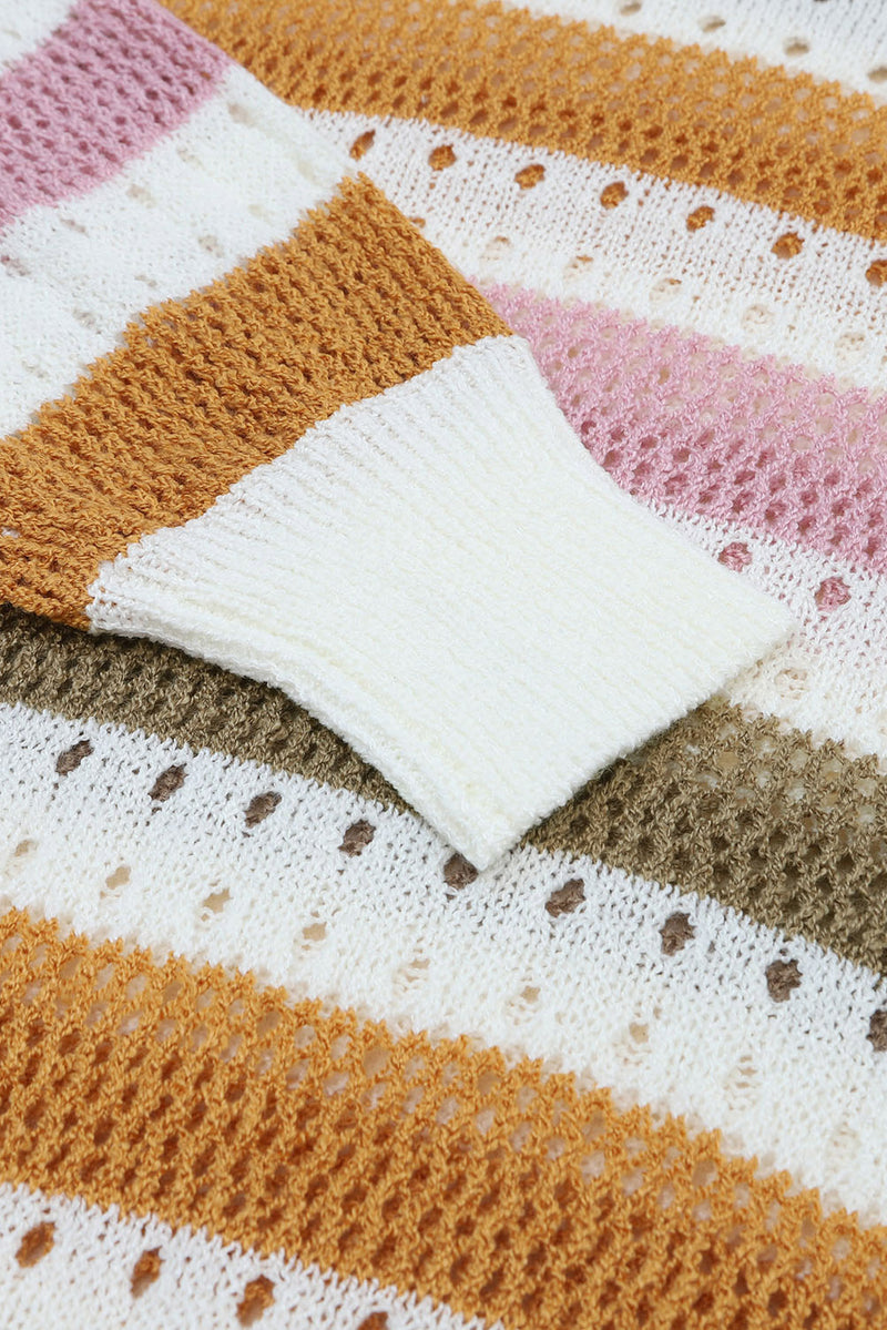 Load image into Gallery viewer, DLLS69 - Multicolor Striped Hollowed Knitted Loose Sweater
