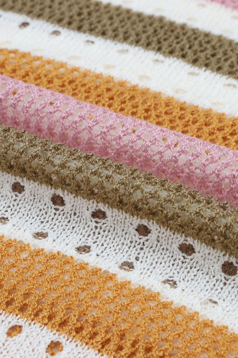 Load image into Gallery viewer, DLLS69 - Multicolor Striped Hollowed Knitted Loose Sweater
