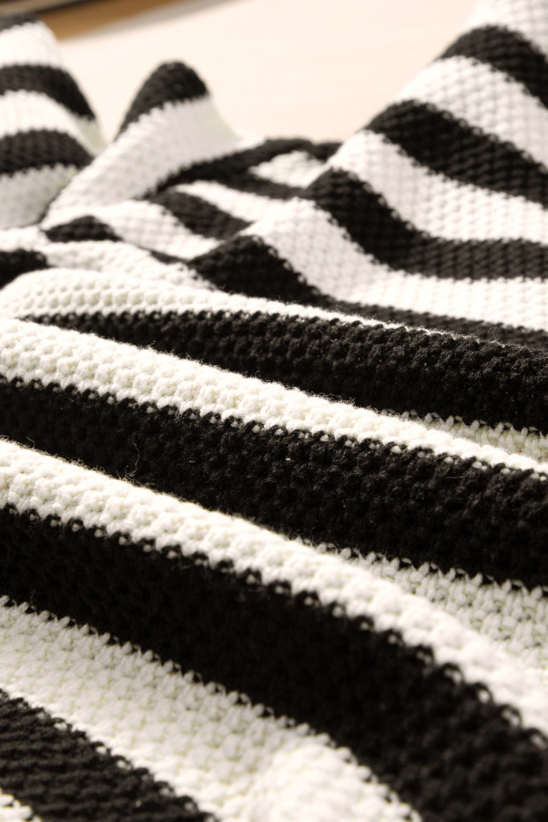 Load image into Gallery viewer, DLLS45 -White Stripe V Neck Pocketed Drawstring Hooded Sweater
