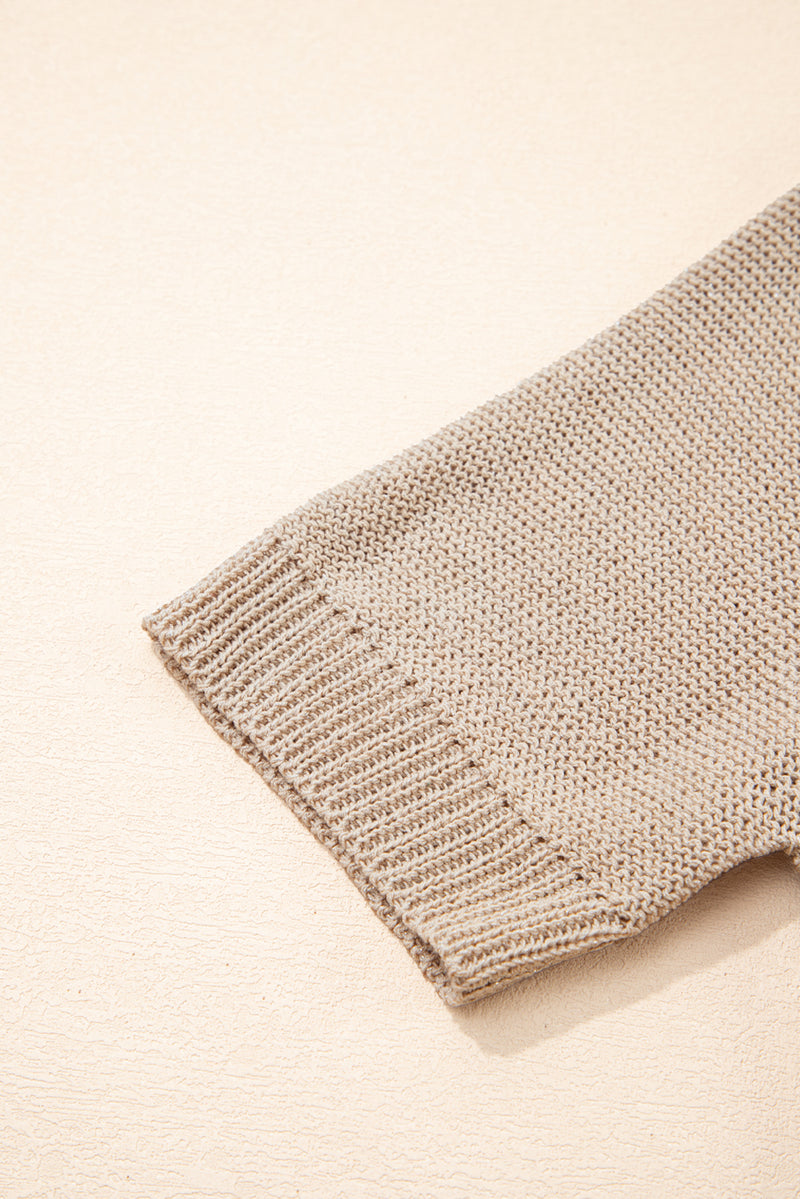 Load image into Gallery viewer, DLLS46 -Beige Shiny Knitted Short Sleeve Drop Shoulder Sweater
