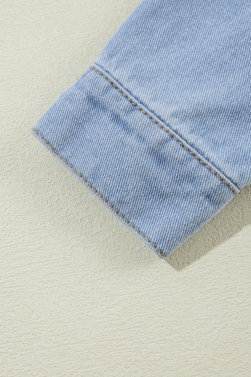 Load image into Gallery viewer, DLLS89 - Blue Aztec Printed Denim Jacket
