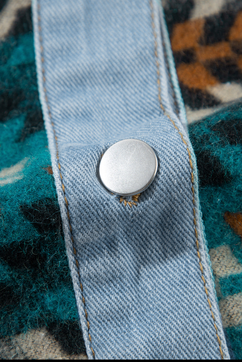 Load image into Gallery viewer, DLLS89 - Blue Aztec Printed Denim Jacket

