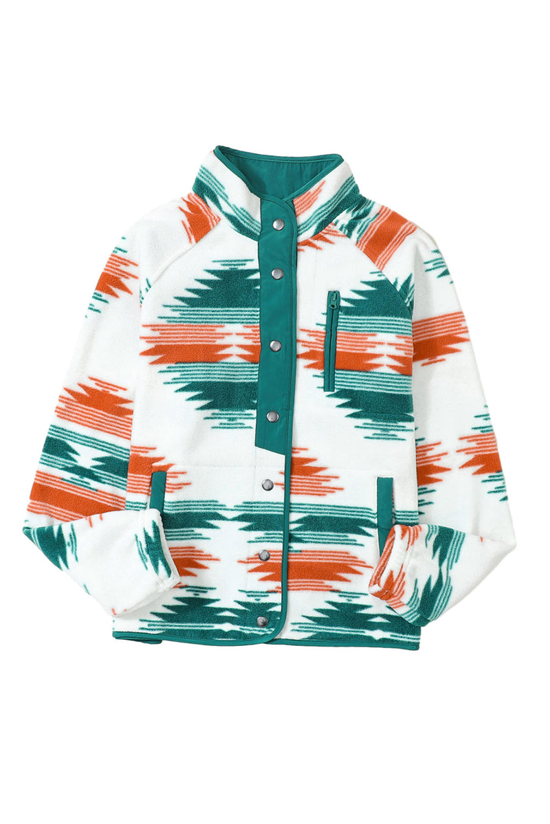Load image into Gallery viewer, DLLS84 - Multicolor Western Aztec Snap Buttoned Fleece Jacket

