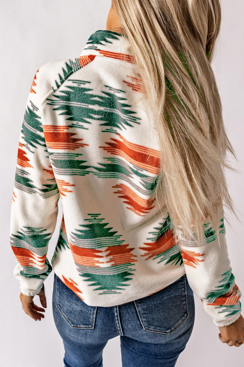 Load image into Gallery viewer, DLLS84 - Multicolor Western Aztec Snap Buttoned Fleece Jacket
