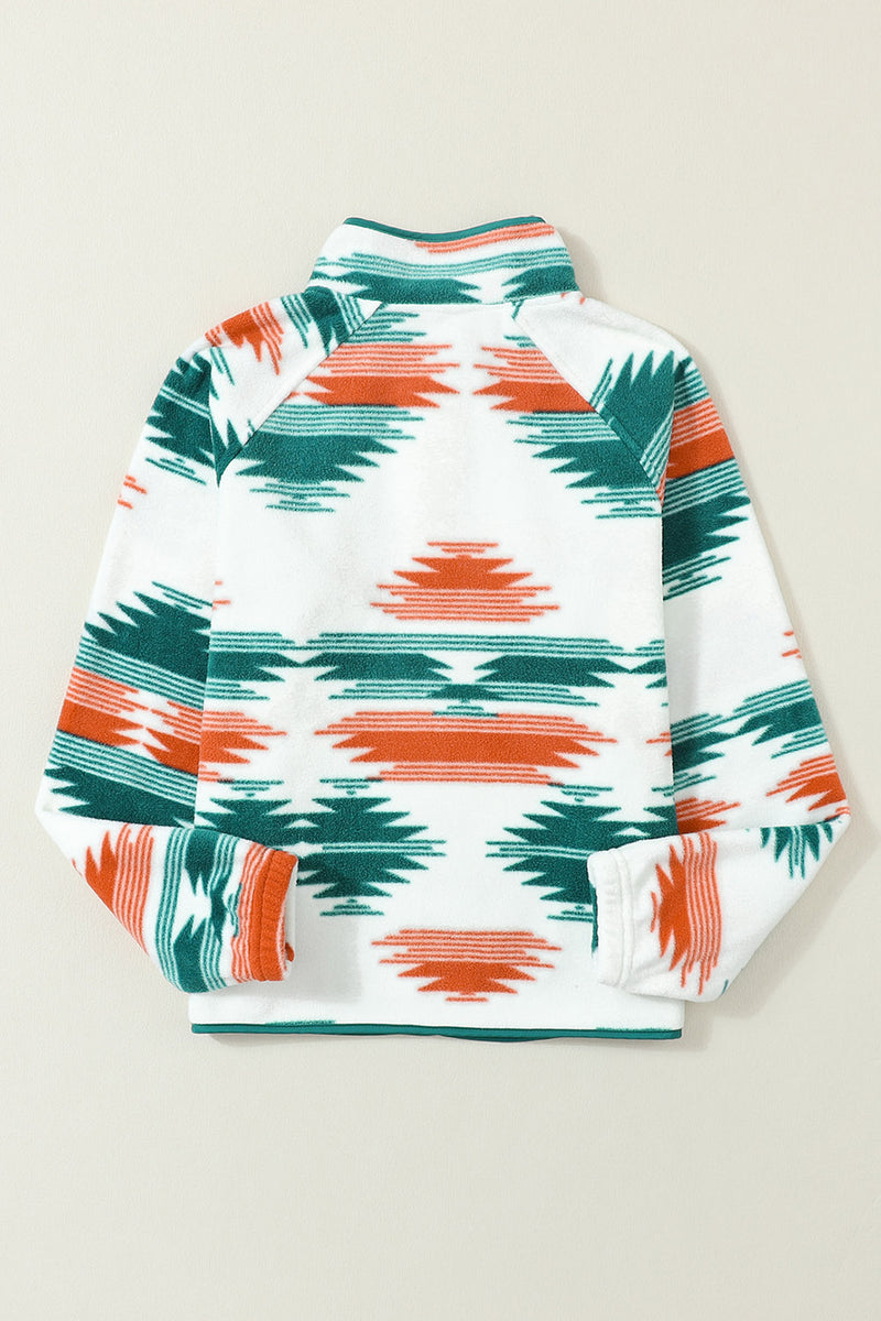 Load image into Gallery viewer, DLLS84 - Multicolor Western Aztec Snap Buttoned Fleece Jacket
