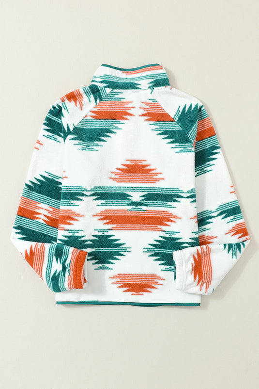 DLLS84 - Multicolor Western Aztec Snap Buttoned Fleece Jacket