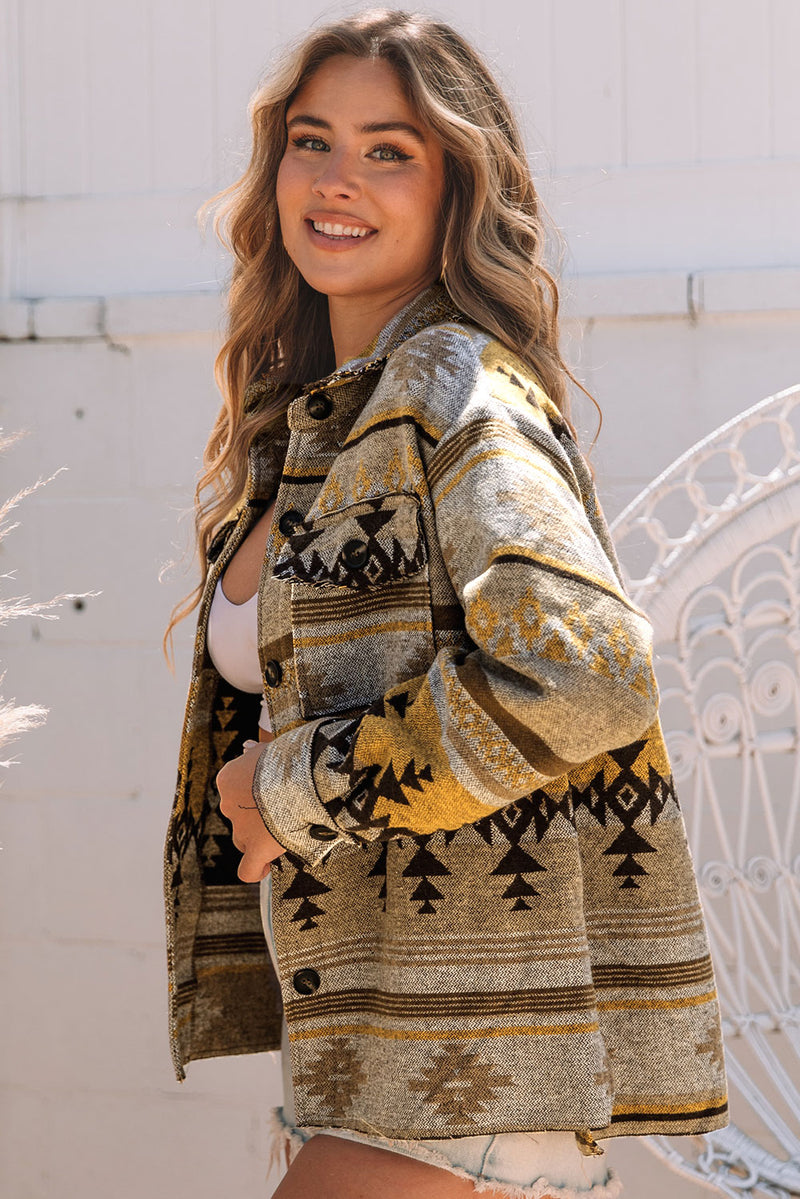 Load image into Gallery viewer, DLLS88 - Brown Western Aztec Print Jacket
