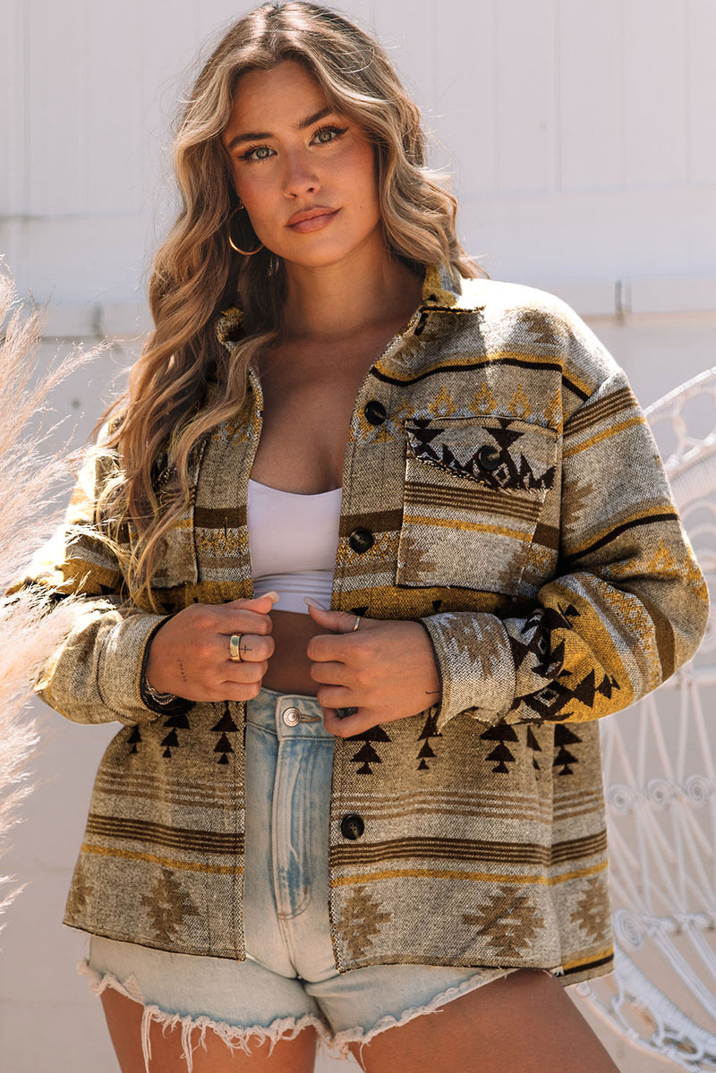 Load image into Gallery viewer, DLLS88 - Brown Western Aztec Print Jacket
