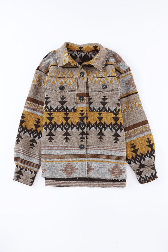 DLLS88 - Brown Western Aztec Print Jacket
