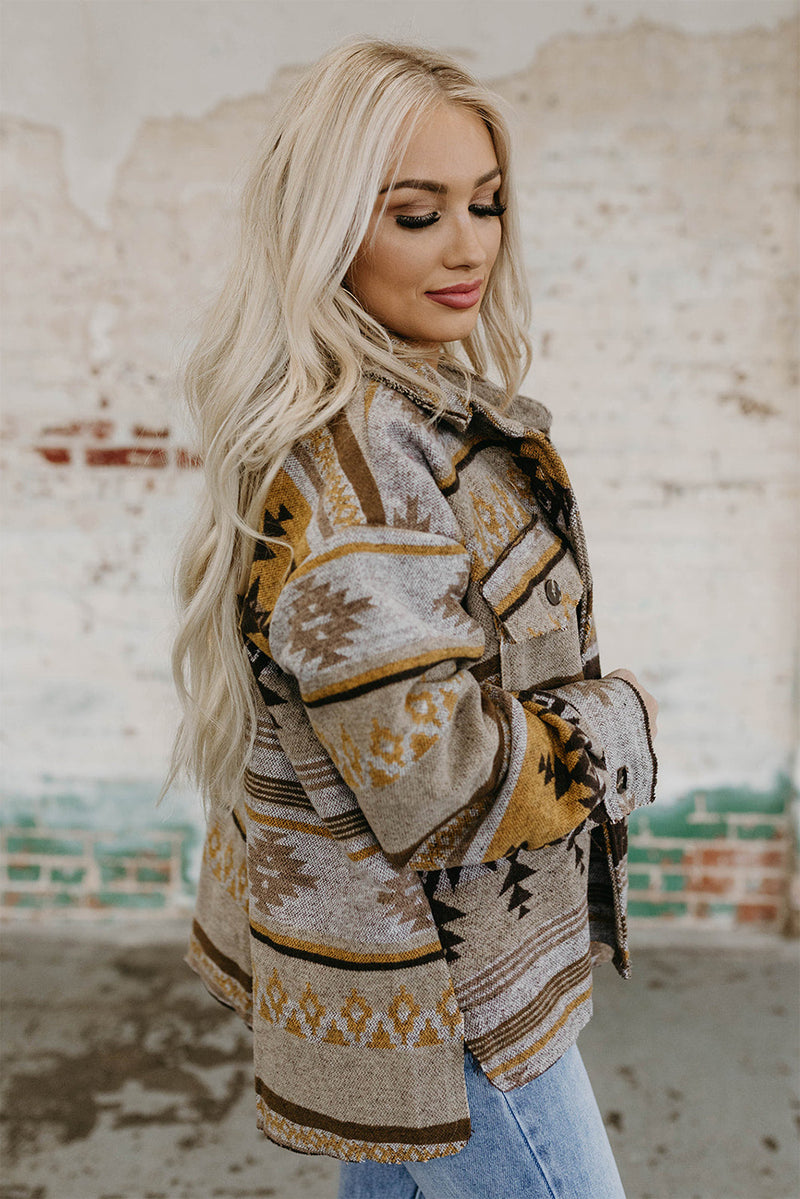 Load image into Gallery viewer, DLLS88 - Brown Western Aztec Print Jacket
