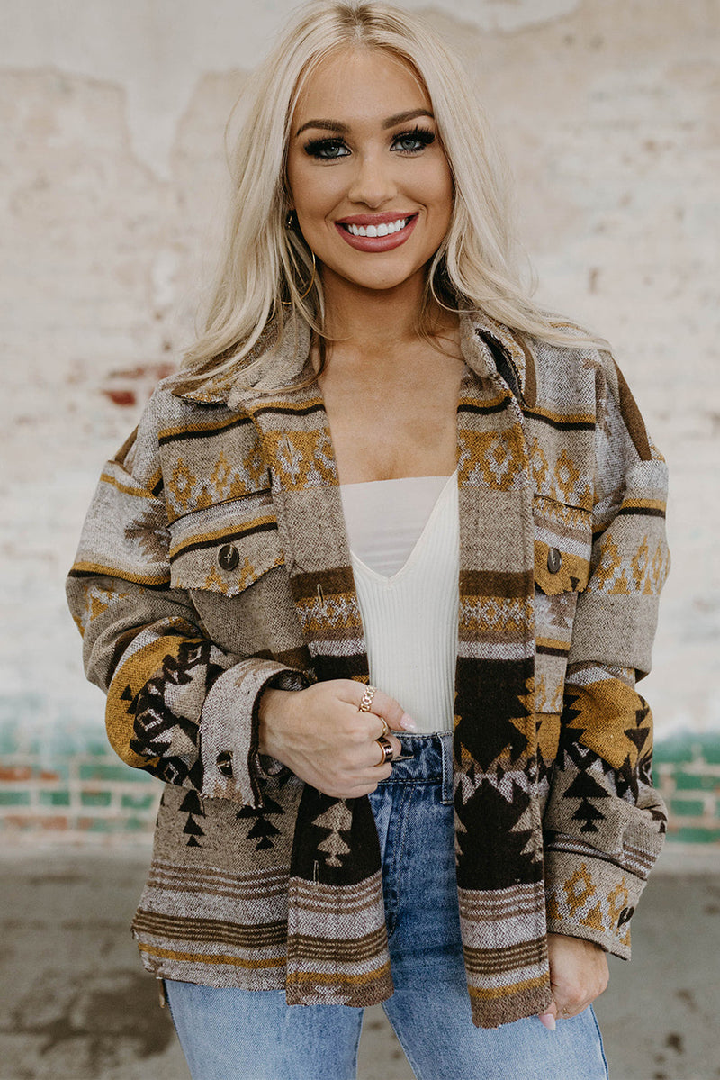 Load image into Gallery viewer, DLLS88 - Brown Western Aztec Print Jacket
