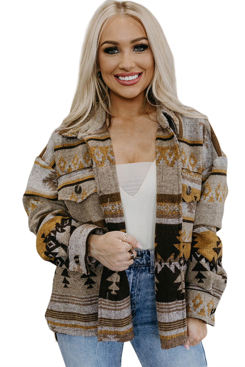 Load image into Gallery viewer, DLLS88 - Brown Western Aztec Print Jacket
