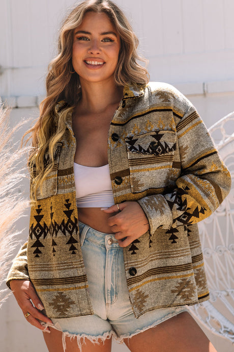 DLLS88 - Brown Western Aztec Print Jacket
