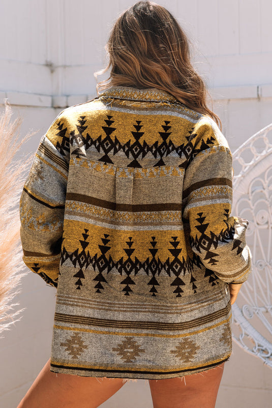 DLLS88 - Brown Western Aztec Print Jacket
