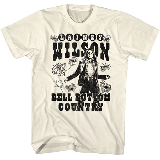 LWN510 - LAINEY WILSON BW FLORAL BELLBOTTOM-NATURAL ADULT S/S TSHIRT
