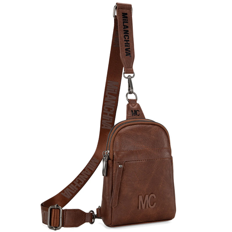 Load image into Gallery viewer, MC-2833BR - Milan Chiva Sling Bag/Crossbody/Chest Bag - Brown
