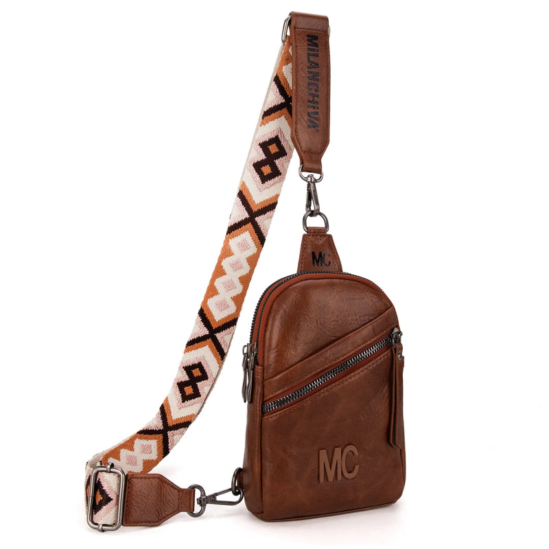 Load image into Gallery viewer, MC-3352BR - Milan Chiva Sling Bag/Crossbody/Chest Bag - Brown
