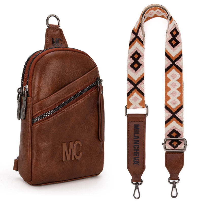Load image into Gallery viewer, MC-3352BR - Milan Chiva Sling Bag/Crossbody/Chest Bag - Brown
