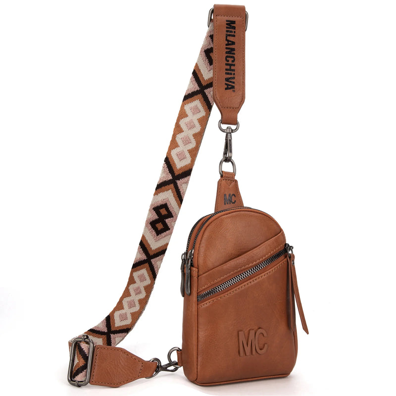 Load image into Gallery viewer, MC-3352LBR - Milan Chiva Sling Bag/Crossbody/Chest Bag - Light Brown
