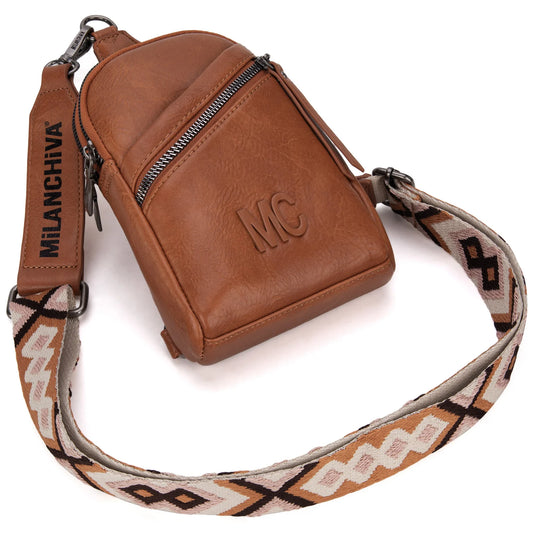 MC-3352LBR - Milan Chiva Sling Bag/Crossbody/Chest Bag - Light Brown