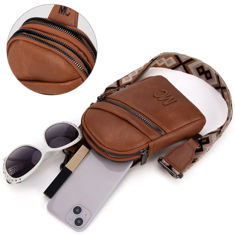 Load image into Gallery viewer, MC-3352LBR - Milan Chiva Sling Bag/Crossbody/Chest Bag - Light Brown
