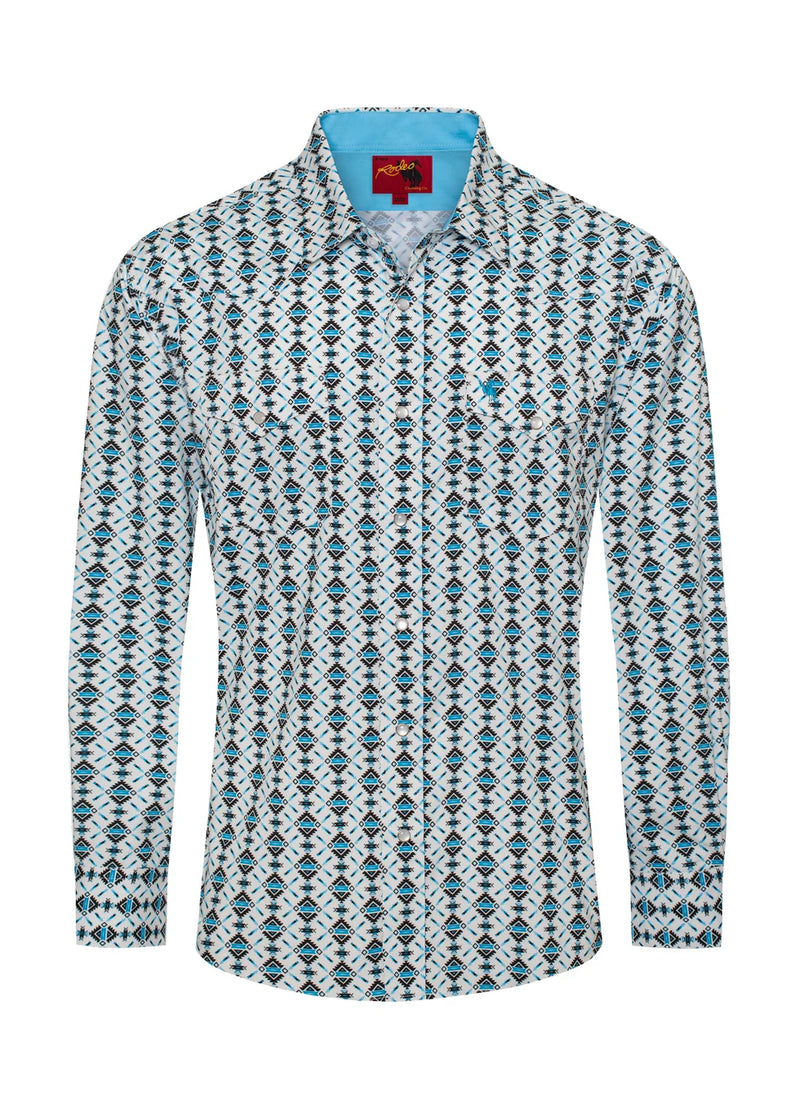 Load image into Gallery viewer, MPS110L-1063 - Rodeo Clothing Men's Western Long Sleeve Aztec Print Shirt

