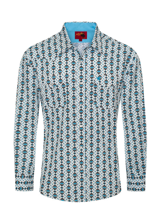 MPS110L-1063 - Rodeo Clothing Men's Western Long Sleeve Aztec Print Shirt