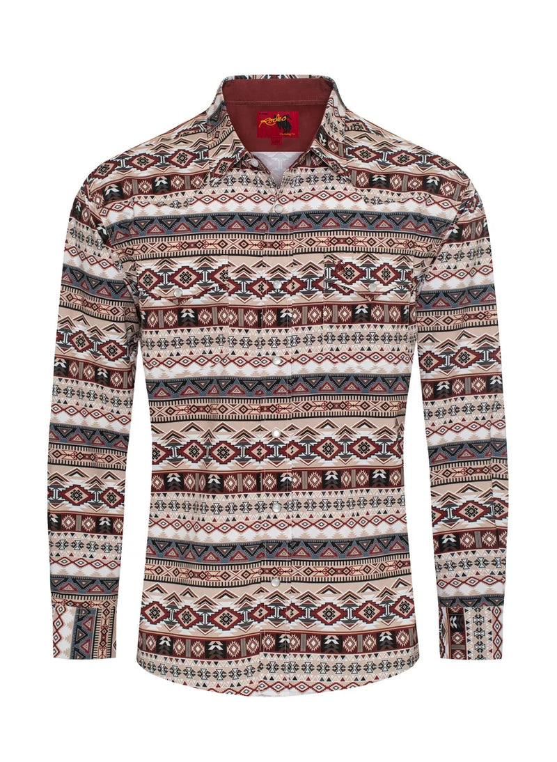 Load image into Gallery viewer, MPS110L-1064 - Rodeo Clothing Men's Western Long Sleeve Aztec Print Shirt
