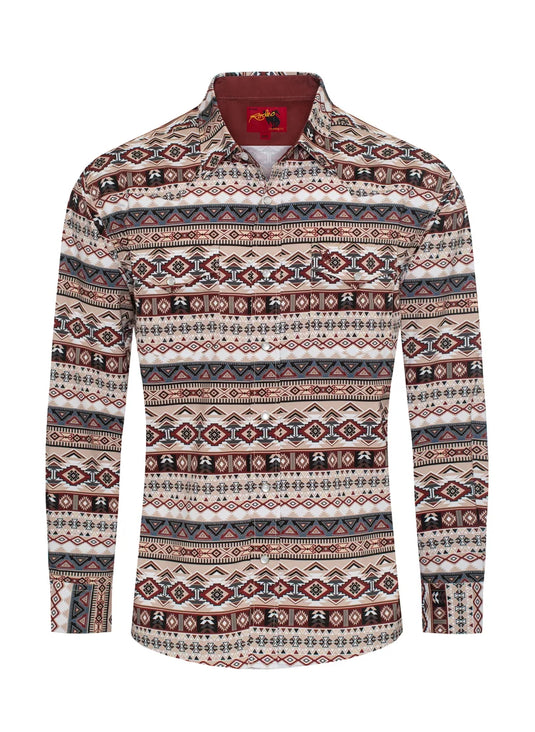 MPS110L-1064 - Rodeo Clothing Men's Western Long Sleeve Aztec Print Shirt