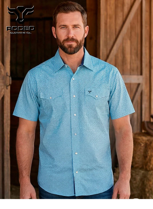 MPS110S-1102 - Rodeo Clothing Men's Western Pearl Snap Aztec Print Shirt