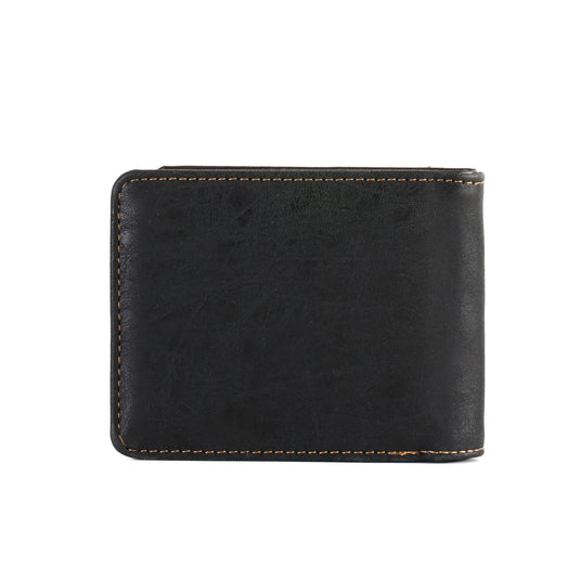 MW-605BK - Color Block Longhorn Concho Men's Bifold PU Leather Wallet